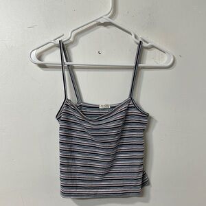 Brandy Melville Blue and White Fitted Crop Camisole